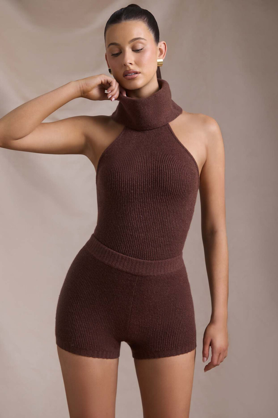 エスプレッソのリブニットショーツ