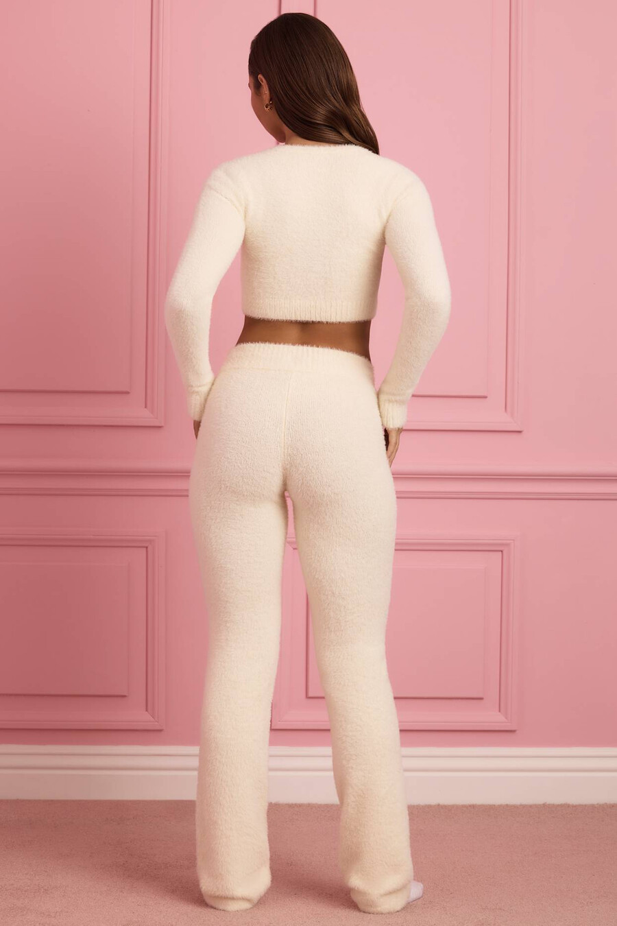 ふわふわニットワイドレッグパンツ(アイボリー)